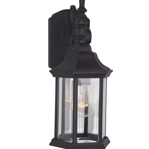 Outdoor Black Wall Lantern Sconce with Clear Glass